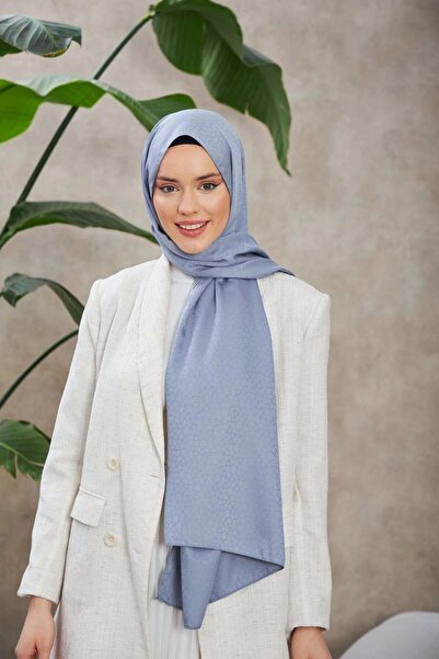 İpekhan Alesa Desen Шовковий жакардовий шарф Лавандовий сірий 9003-24