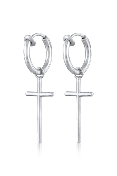 ELLI Ohrringe Damen Creolen Kreuz Clips aus 925er Sterlingsilber