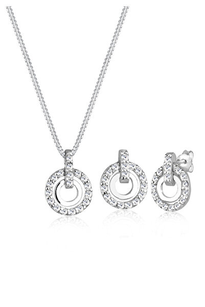 ELLI Schmuckset Damen-Anhänger mit Kristallen in 925er Sterlingsilber