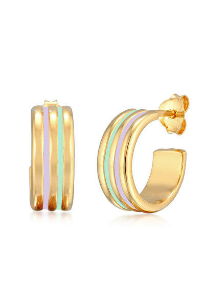 ELLI Ohrringe Damen Creolen Strukturiert mit Emaille in 925er Sterlingsilber vergoldet