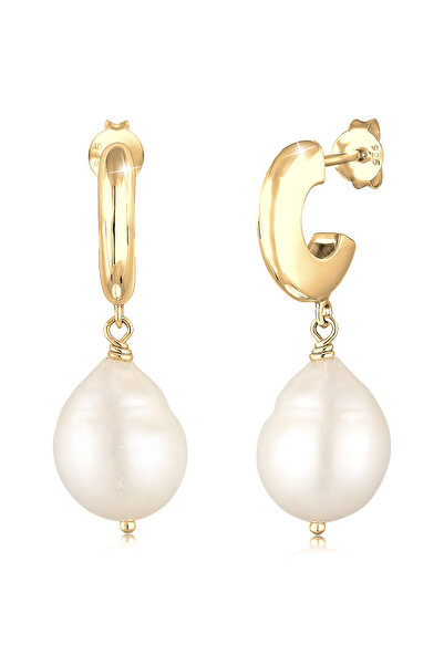 ELLI Ohrringe Creole Bride Barock-Süßwasser-Zuchtperlen 925er Sterlingsilber