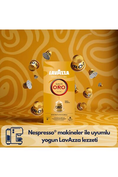 LavAzza Qualita Oro 10'lu Paket | Nespresso Uyumlu Kapsül Kahve | 100% Arabica Çekirdek