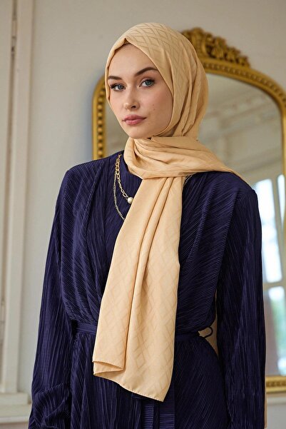 İpekhan Silky Jacquard Shawl Cream Summer Shine Collection - 9015-24