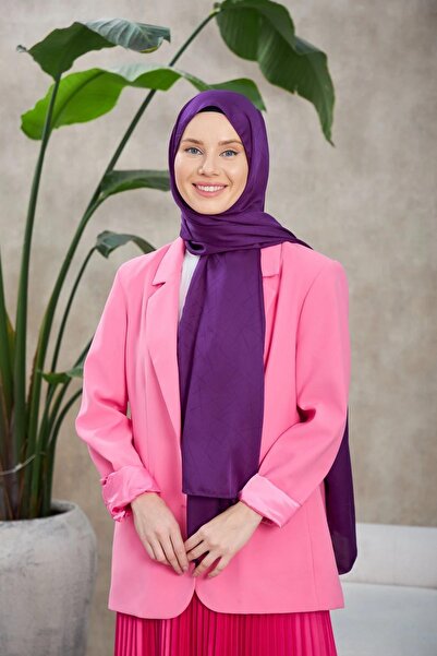 İpekhan Line Leola Model Silky Jacquard șal Prune 9009-16