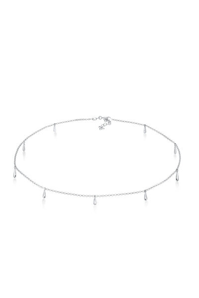 ELLI Halskette Damen Choker Anhänger Tropfen Geo Look aus 925er Sterlingsilber