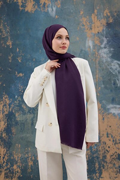 İpekhan Kare Desen Pamuk Jakar Şal Mor 8012-13
