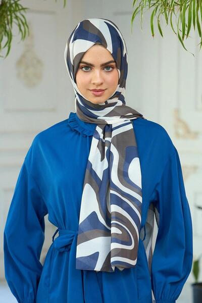 İpekhan Summer Radiance Collection Μαλακό σάλι Navy Blue Dark Mink 3044-03