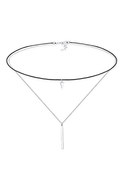 ELLI Necklace Ladies Choker Layer Nylon Geo Look in 925 Sterling Silver
