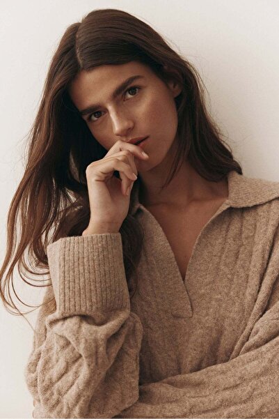 H&M سترة بولو محبوكة بالكابل