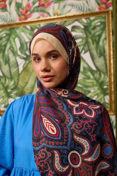 İpekhan Μαλακό σάλι Marrakech - Navy Blue Claret Red, 3048-10 Model Collection