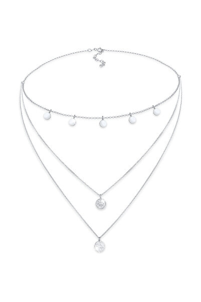 ELLI Halskette Damen Choker Layer Circle Round Coin Vintage Trend aus 925er Sterlingsilber