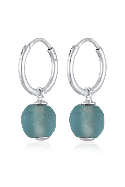 ELLI Ohrringe Damen Creolen Anhänger Perle Recyceltes Glas in 925er Sterlings...