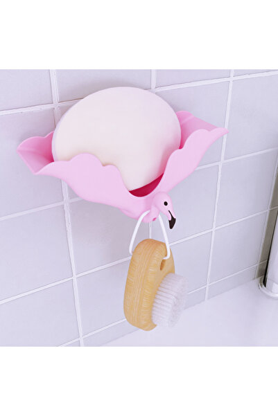 ORIGINAL DEALS 2in1 Adhesive Soap Holder with Hooks, Flamingo Bird, Pink, Ori...