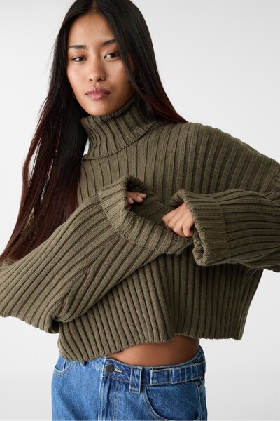 Stradivarius High Collar Knit Sweater