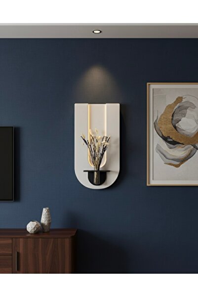 SERENGETI ART SERENGETI BEGONVİL AHŞAP PİLLİ LEDLİ İSKANDİNAV SALON DUVAR RAF...