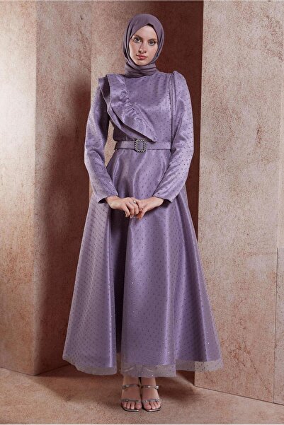 Alvina 50271 Model Hijab Evening Dress - With Belt