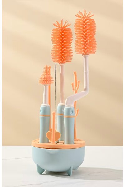 Generic مجموعة فرشاة تنظيف زجاجات الأطفال المصنوعة من السيليكون بثلاثة ألوان - أزرق