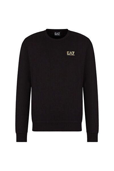 EA7 Rundhalsausschnitt und Logo Baskılı Kazak Unifarbenes Kazak