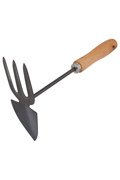 Evotools Sapă mini ETS cu 3 dinți, mâner din lemn - lățime sapă mini 70 mm