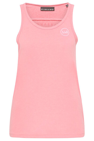 Elbsand Gömlek Unifarbenes Tanktop Lia mit Rundhalsausschnitt und Logo Baskı