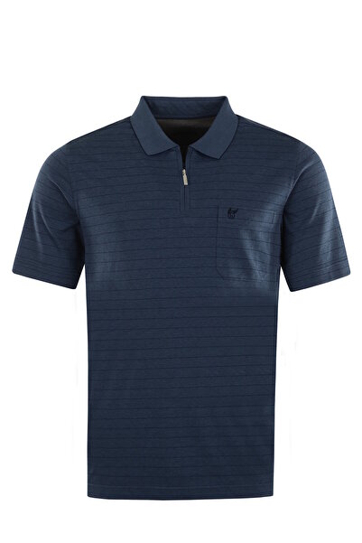 Hajo Shirt Gestreiftes Kurzarm-Poloshirt Softknit mit verdecktem Reißverschlu...