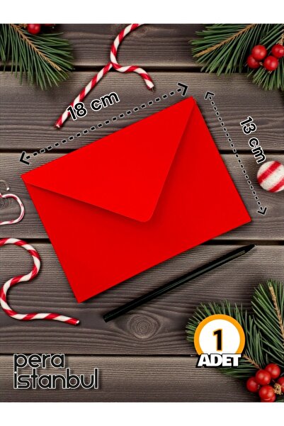 Pera İstanbul Kırmızı Zarf Seti (13x18cm) Mektup Kartpostal Davetiye Zarfı