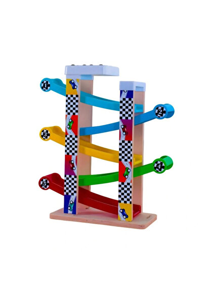 Joujou Rampax 5 Katlı Ahşap Yarış Arabalı Otopark Seti | Montessori Eğitici Araba Pisti Oyuncak