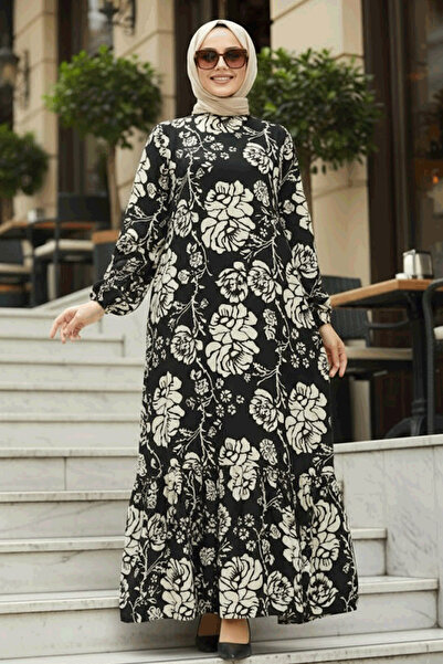 Neva Style Чорна сукня з візерунком 15711S