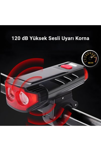 idragon 326 Güneş Enerjili Bisiklet Lambası | 120 Lümen LED, 2000mAh Batarya,...
