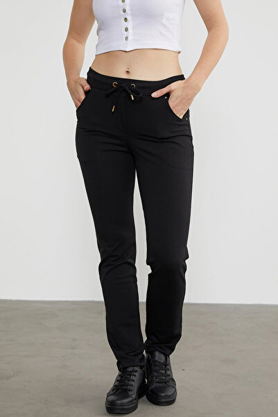 Sementa بنطال رياضي بأرجل مستقيمة وجيوب - أسود