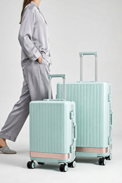 Zeplin Aura PC Policarbon 2'li Valiz Seti (Kabin ve Orta) Mavi