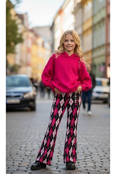 Hilal Akıncı Kids Tricotaj pentru fete cu mâneci liliac Pulover Pantaloni Arg...