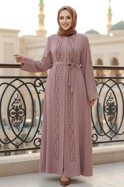 N.S NEVA STYLE Abaya cu broderie cu mărgele 29118PD