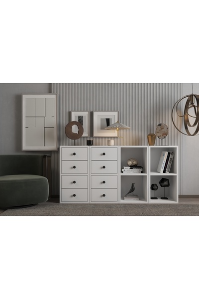 Nettrends Rafli Çekmeceli Sifonyer Beyaz 130 Cm Sfn-1032-ç