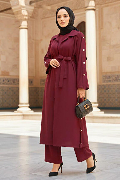 N.S NEVA STYLE Set triplu de haine pentru musulmane, cu detaliu de nasturi, r...