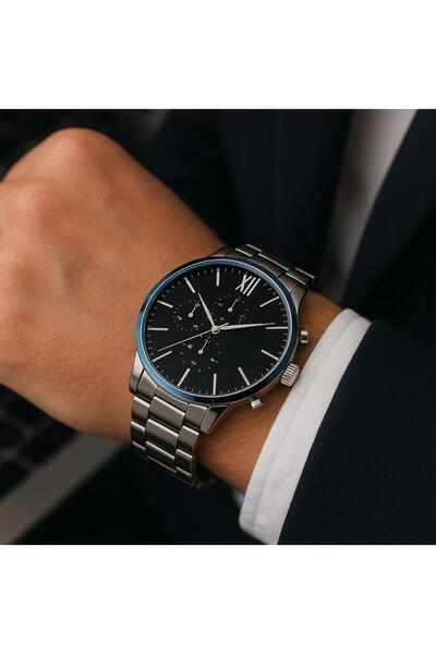 Arzu Butik Erkek Kol Saati Çelik Kordon Çelik Kasa Analog Ekran Gümüş Renk