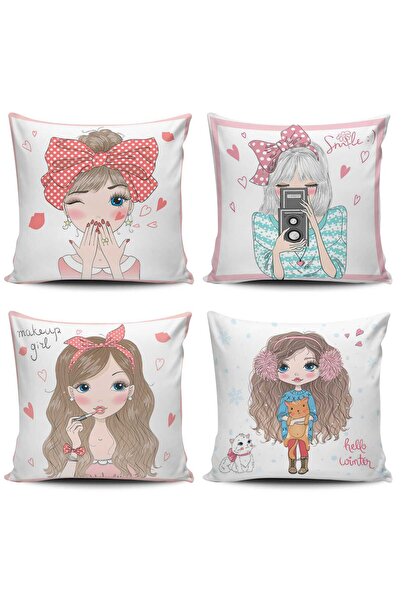 Alkan Homes Fashion Girl 4 Lü Kombin Kırlent Kılıfı