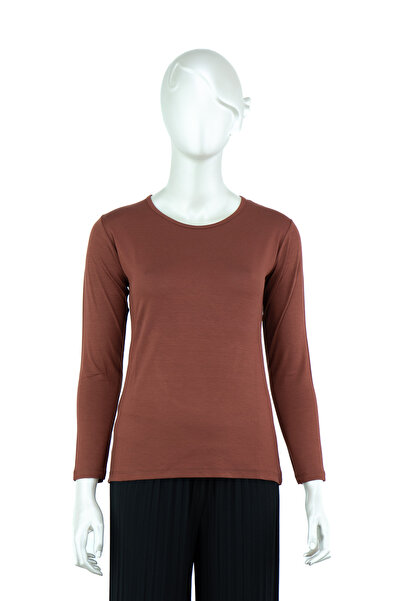 Oppland Țesătură din bumbac pieptănat Lycra pentru damă, guler rotund, culoar...