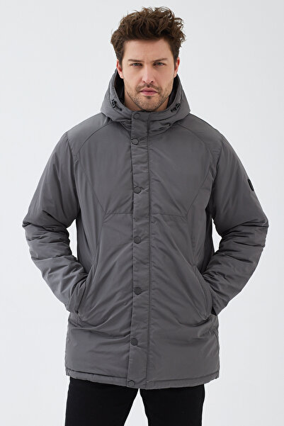 Danger Αντρικό αδιάβροχο παλτό με κουκούλα Anthracite