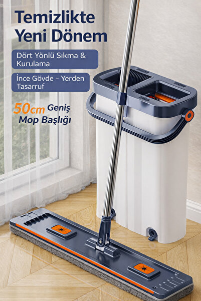 ADEFCO Dört Yönlü Sıkmalı Temizlik Mop Seti