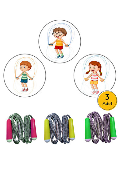 Spor Byfit Çocuklar için Özel 2 Metre Doğal Örgü Atlama ipi - 3 Adet