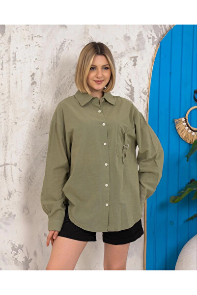Zerenyus Relax Fit Linen Shirt Khaki