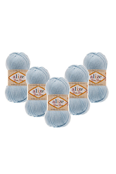 Alize 5 Pieces Baby Best Anti-Pilling Bamboo Blend 183 Light Blue - 100 Gr. 240 Meters.