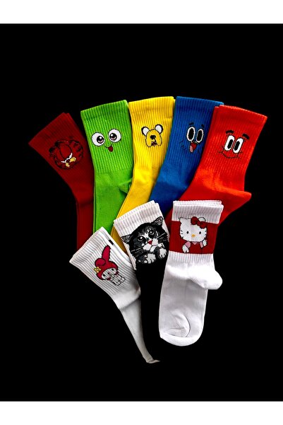 çorapdunyam Șosete unisex, 8 piese, cu caracter colorat, vesele pentru colegiu