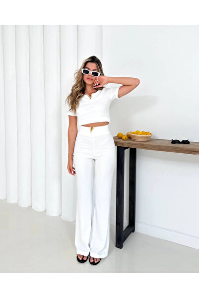 Zerenyus Σετ υφασμάτινο οθωμανικό 2 τεμαχίων με αξεσουάρ V Λευκό