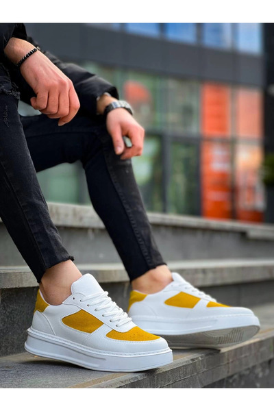 Zerenyus Ανδρικά αθλητικά παπούτσια ZRN-X8 Premium με ψηλή σόλα, λευκό και κί...