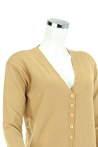 Oppland Cardigan scurt de damă, galben deschis, cu nasturi, cu croială normal...