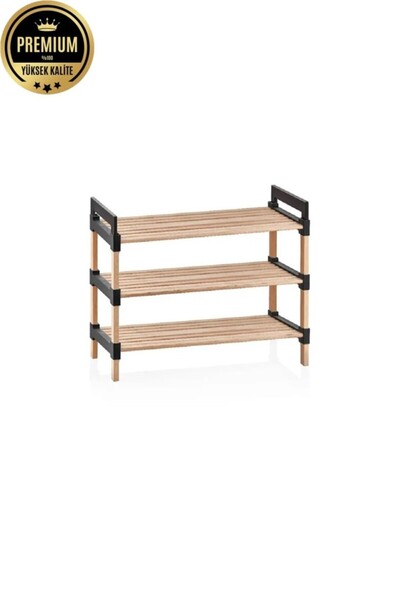 Bienwood Bıe 9000 3 Katlı Doğal Masif Ahşap Ayakkabılık