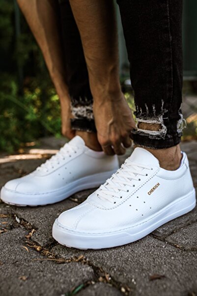 Zerenyus ZRC063 Muške ležerne sportske cipele na vezanje, bele