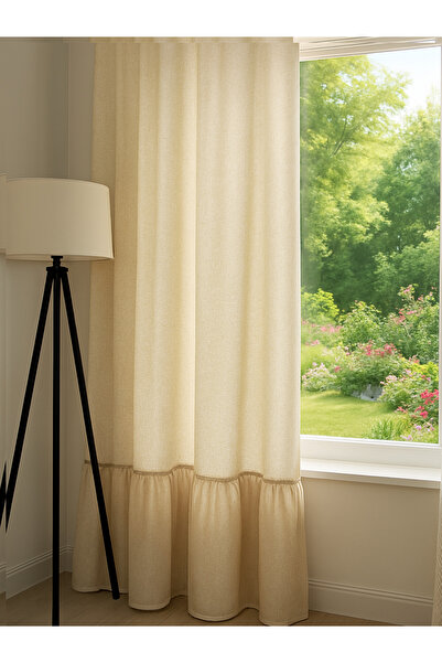 SEVCAN TEKSTİL FIRFIRLI DOGAL VİNTAGE KETEN PERDE(ENXBOY)TEK KANAT _PİLESİZ